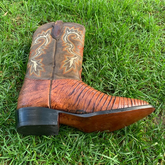 MENS COWBOY BOOTS LIZARD PRINT LEATHER HONEY BOTAS - Picture 8 of 8